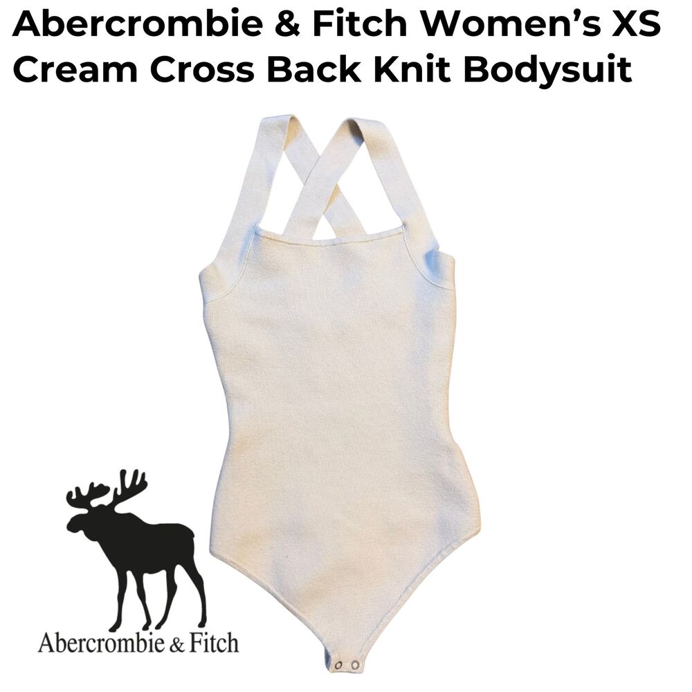 Abercrombie & Fitch Women’s XS Cream Cross Back Knit Bodysuit